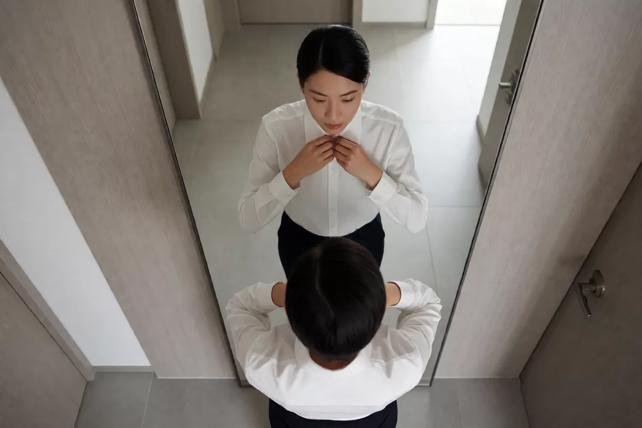 熨烫平整的面试衬衫挂在衣架上