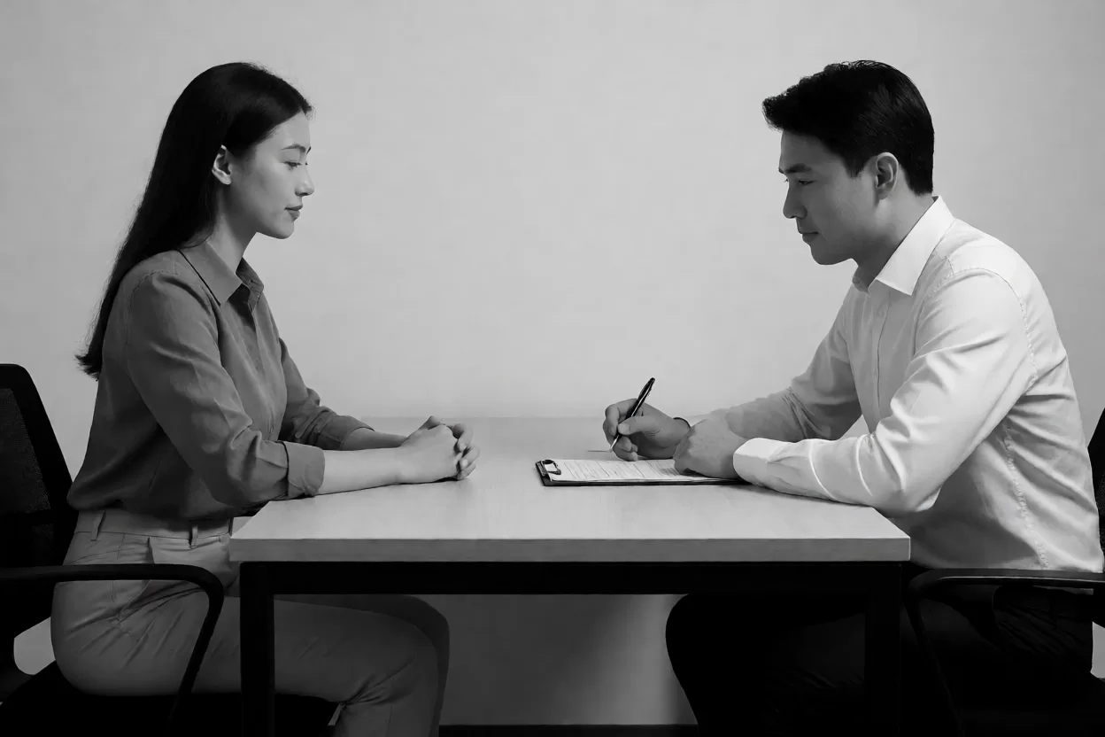 面试官在项目记录表上勾选候选人讲述的项目要点